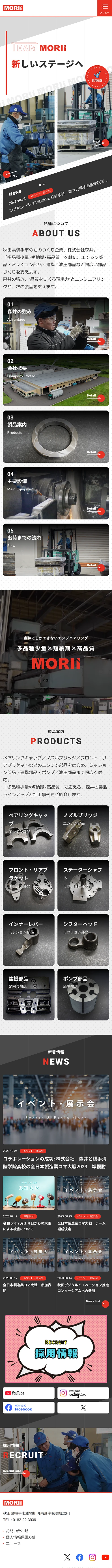 [森井 / 精密機械加工] トップページ｜スマホビュー